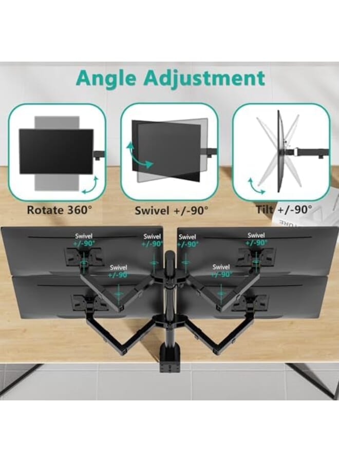 Bolivia's Monitor Mount Stand 4 Monitor Arm Desk Mount Computer Monitor Stand With Maximum Load Of 9 Kg Per Arm 360 Degree Adjustable Monitor Arm For 14 33 Inch Screen 75X75Mm 100X101Mm Vesa - Image 2