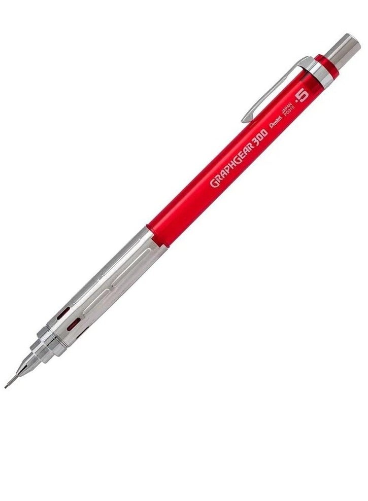 Pentel 3-Piece Graph Gear 300 Mechanical Pencil 0.5mm Tip Red Barrel - Image 2