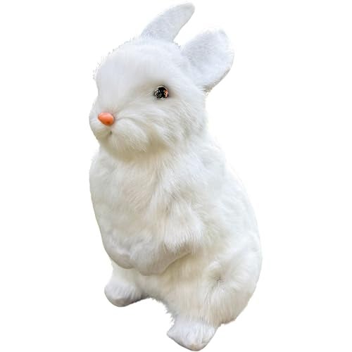 Basuo-9Q Basuo9Q 925 Inch Plush Rabbit Faux Fur Lifelike Hare Easter Bunny Simulation Toy Home Decoration Gift White - Image 1