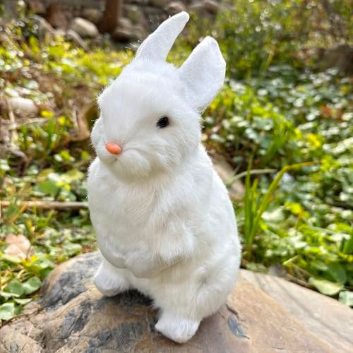 Basuo-9Q Basuo9Q 925 Inch Plush Rabbit Faux Fur Lifelike Hare Easter Bunny Simulation Toy Home Decoration Gift White - Image 5