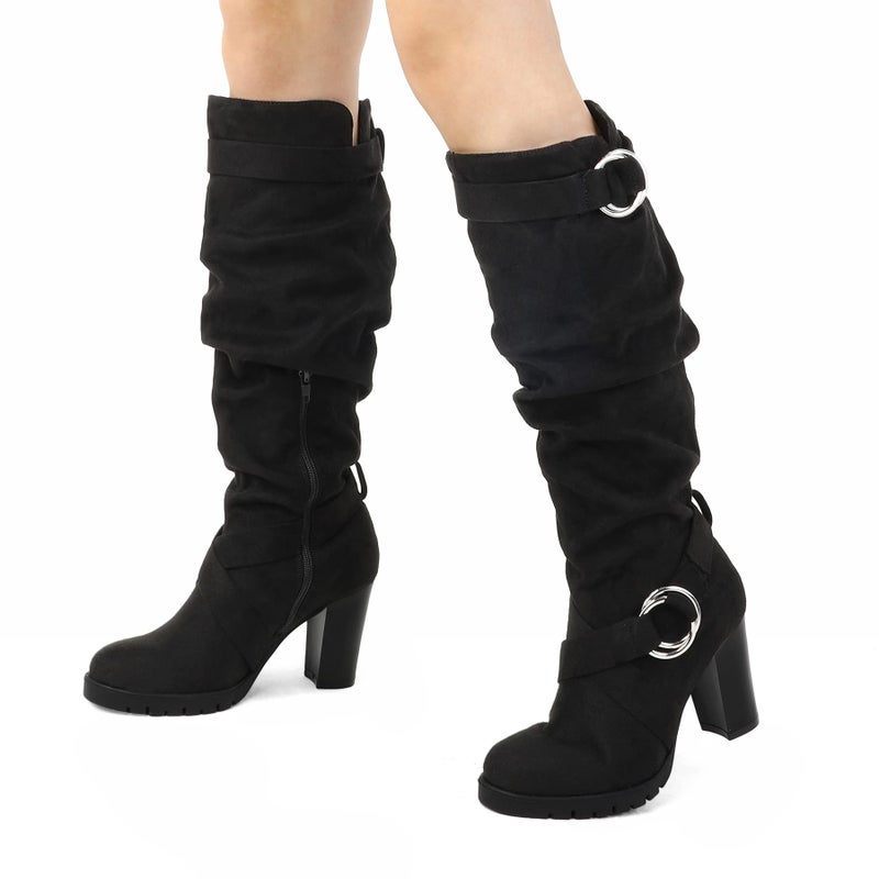 mysoft Women's Knee High Boots Fashion Chunky Block Heel Warm Winter Boots with Side Zippers - Image 5