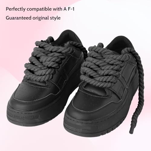 Molain Thick Rope Shoe Laces for A F-1, 1 Pair Round Cotton Chunky Twisted Shoelaces Replacement for A F-1 (black) - Image 5