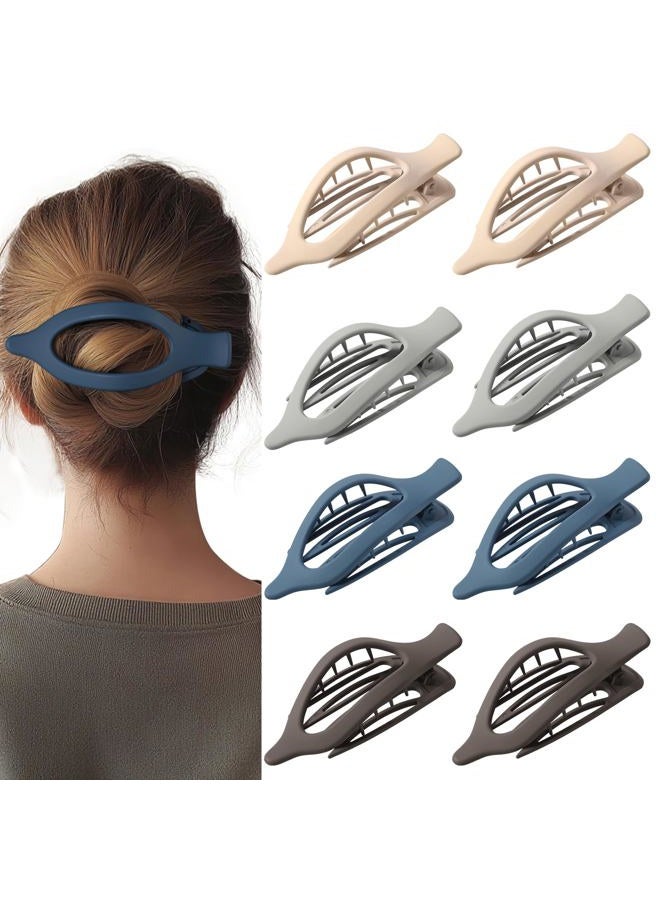 CENTSTAR 8 Pack Dark Neutral Flat Hair Clips – Matte French Claw Clips in Deep Brown, Navy, and Grey, Non-Slip Large Barrettes for Women, Minimalist Hair Accessories for Work or Daily Wear - Image 1