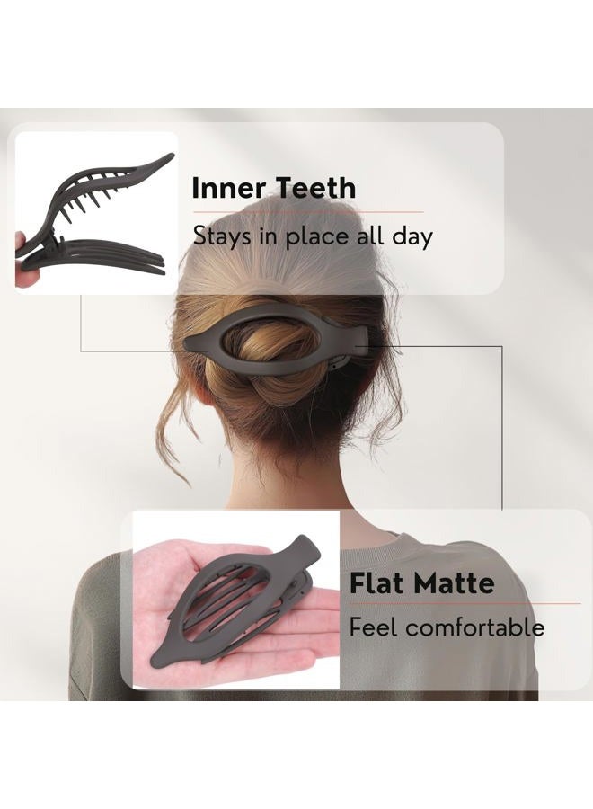 CENTSTAR 8 Pack Dark Neutral Flat Hair Clips – Matte French Claw Clips in Deep Brown, Navy, and Grey, Non-Slip Large Barrettes for Women, Minimalist Hair Accessories for Work or Daily Wear - Image 3