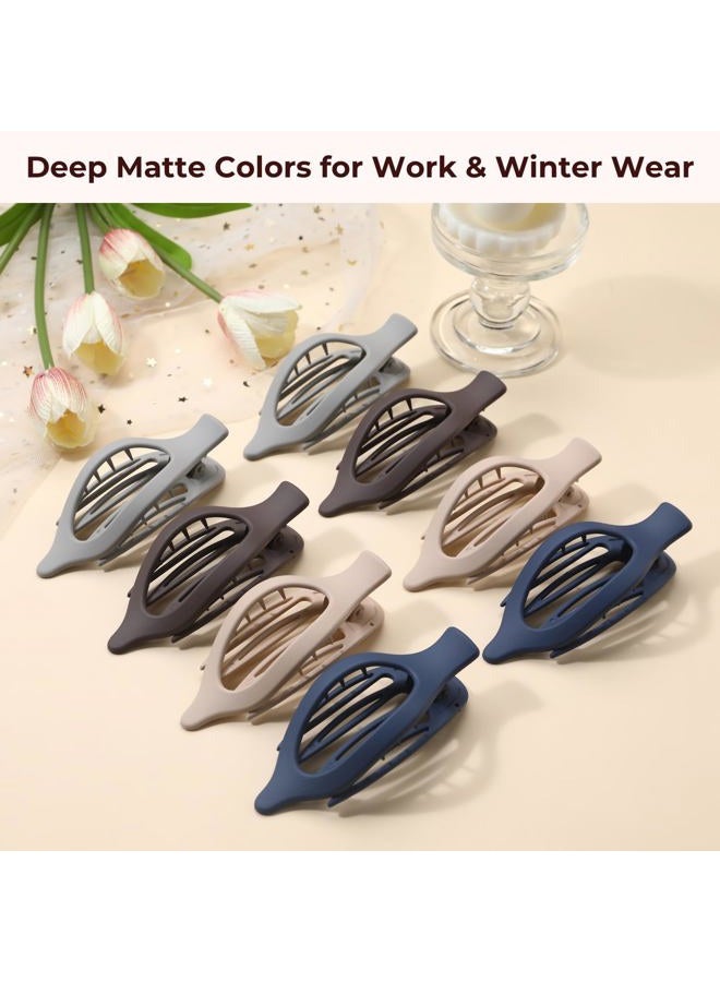 CENTSTAR 8 Pack Dark Neutral Flat Hair Clips – Matte French Claw Clips in Deep Brown, Navy, and Grey, Non-Slip Large Barrettes for Women, Minimalist Hair Accessories for Work or Daily Wear - Image 5