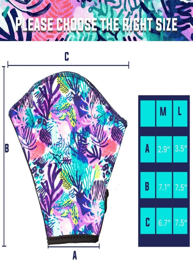 Seabbo Colorful Swimming Gloves Women Water Aerobics Glove Water Aerobics Equipment for Men Women,Webbed Gloves Aquatic Fitness Water Resistance Diving Gloves Unisex Poll Training Exercise (Coral, M) - Image 2