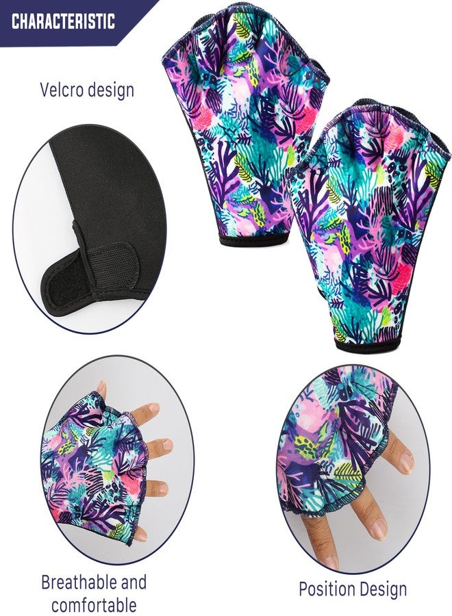 Seabbo Colorful Swimming Gloves Women Water Aerobics Glove Water Aerobics Equipment for Men Women,Webbed Gloves Aquatic Fitness Water Resistance Diving Gloves Unisex Poll Training Exercise (Coral, M) - Image 3