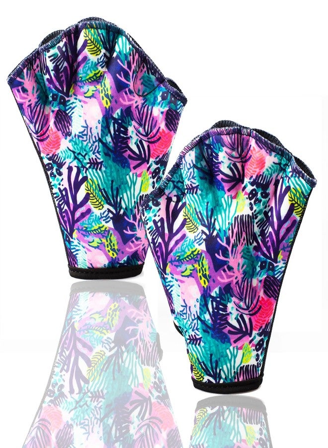 Seabbo Colorful Swimming Gloves Women Water Aerobics Glove Water Aerobics Equipment for Men Women,Webbed Gloves Aquatic Fitness Water Resistance Diving Gloves Unisex Poll Training Exercise (Coral, M) - Image 1