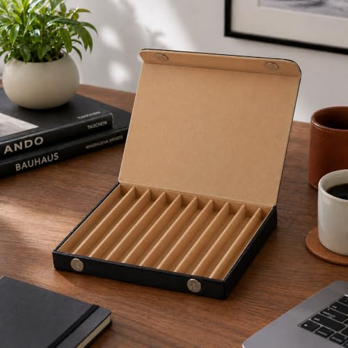 essart Faux Leather Pen Display Organizer Box for 10 pens in Black Color - Image 4