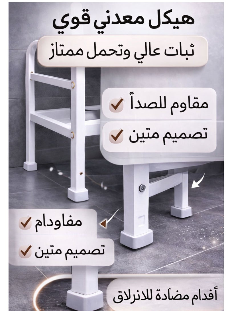 دوبيو رف تخزين دوبيو ثلاثي الطبقات فوق المرحاض - رف منظم للحمام موفر للمساحة، إطار معدني متين، مقاوم للصدأ، حامل للغسيل والمرحاض، أبيض - Image 4