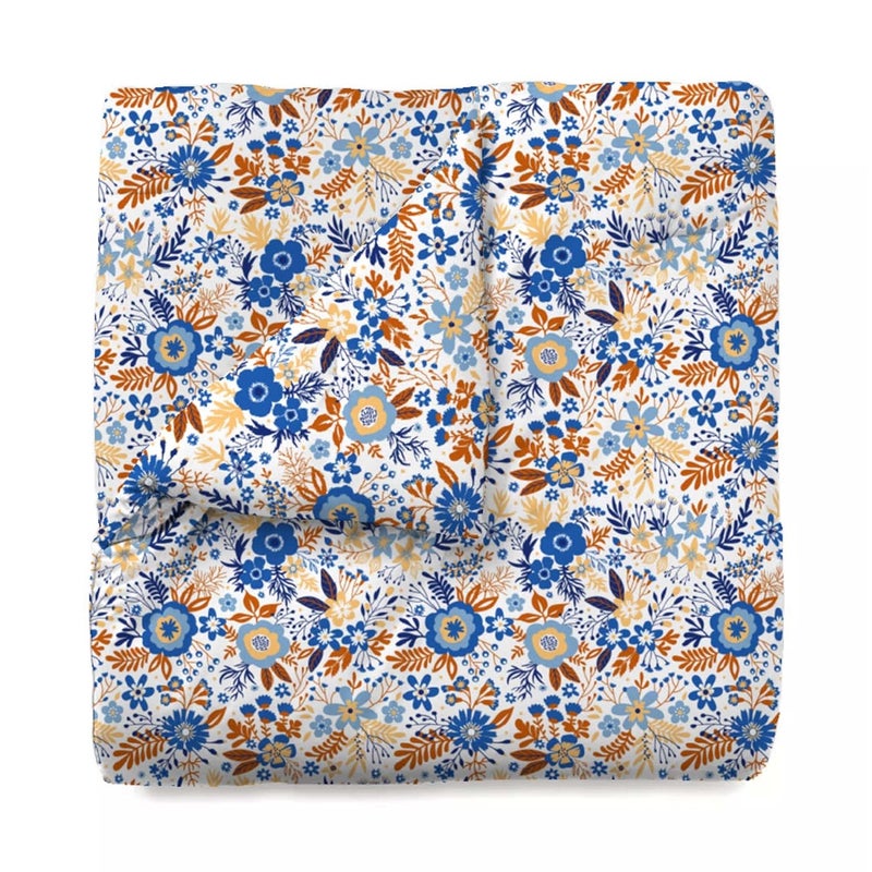 Trident Queen Size Comforter Blanket 144 Thread Count 100 Cotton Shell with 120 GSM Polyfill Double Bed Comforter Blanket Urban Comfort CollectionGardenia Blooms Blue - Image 3