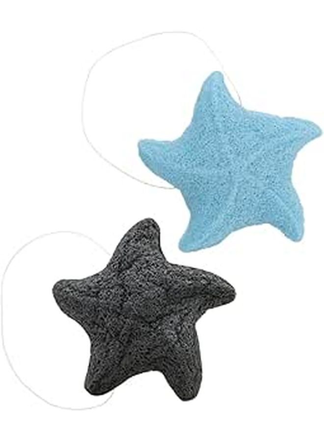Konjac Body Scrubber Sponges 2 Pack Blue Charcoal Gentle Exfoliating For Face Body - Image 1