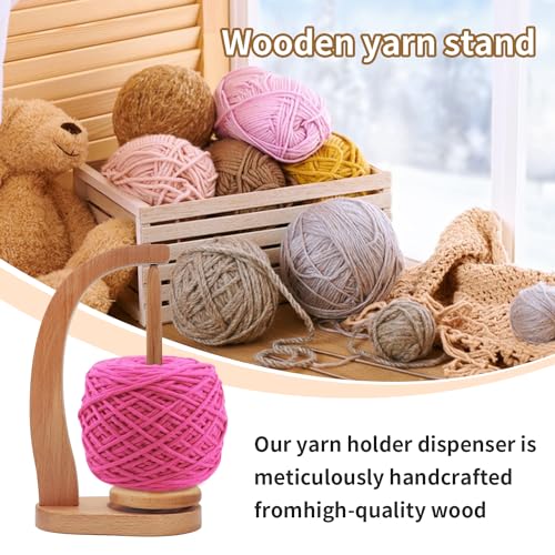 Sthmeyue Yarn Holder for Crocheting Beech Yarn Spinner Effortless Rotation Achieved Through Magnetic LevitationWooden Spinners for CrochetingYarn Ball Holder Natural - Image 3