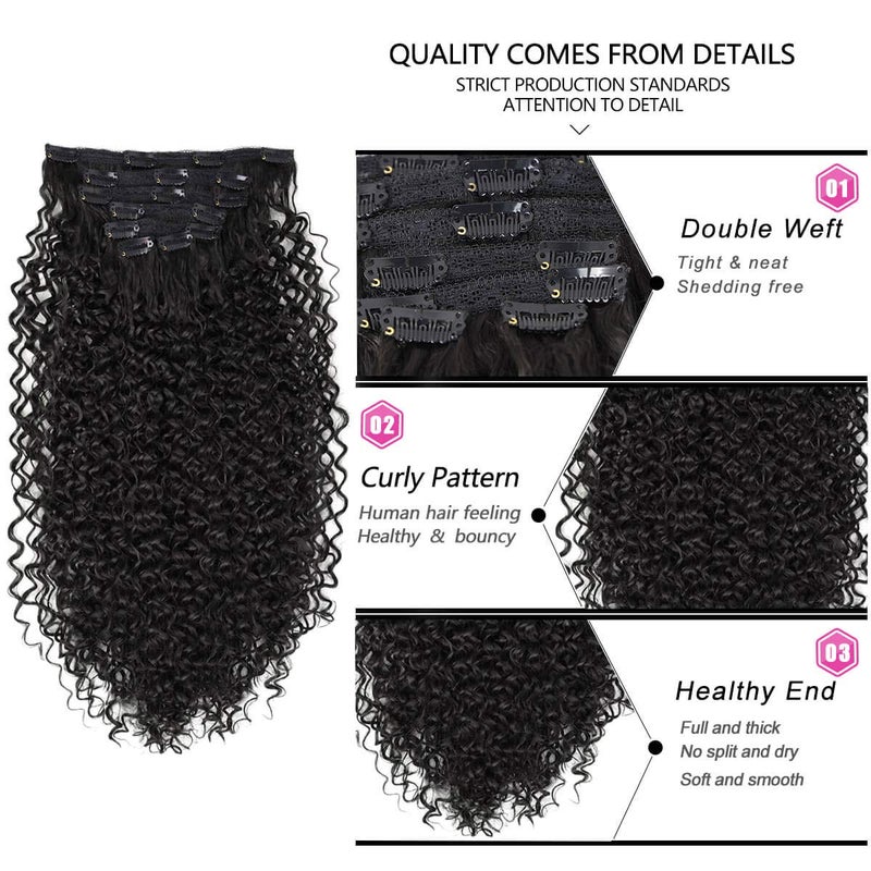 BHF 26 inch Kinky Curly Clip In Hair Extension, Double Weft Full Head Japanese Heat Resistance Fiber 140g Synthetic Hair Extensions For Women 7pieces (#2) - Image 5