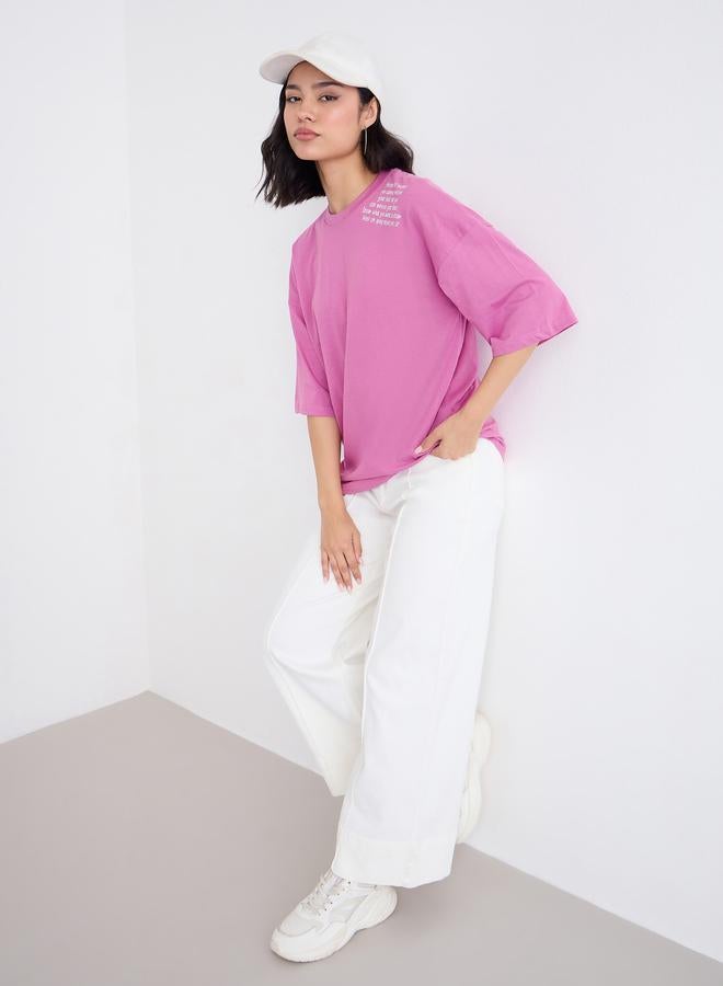 Styli Slogan Print Oversized T-Shirt - Image 1