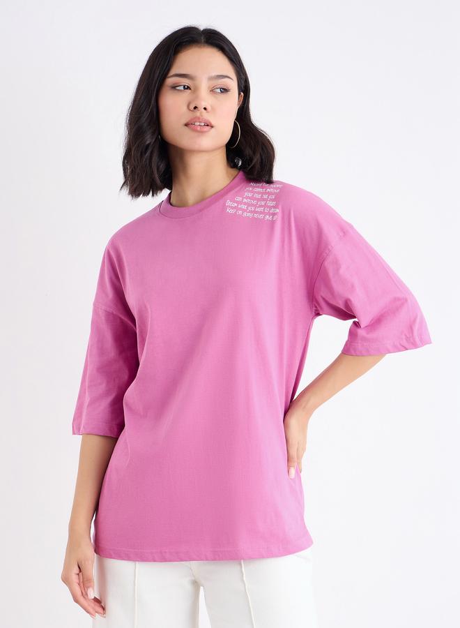 Styli Slogan Print Oversized T-Shirt - Image 2