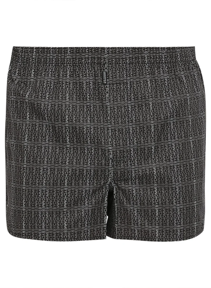 BYC MEN'S PRINTED COTTON BOXER SHORTS (PACK OF 3) - BLACK