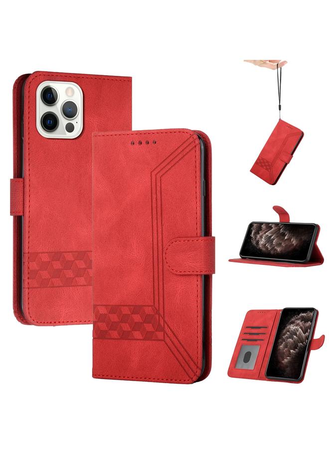 Zaboon Case For iPhone 12 / 12 Pro Cubic Skin Feel Flip Leather Phone Case - Image 1