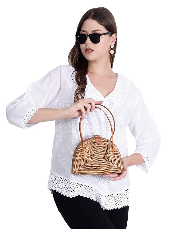 Ukal Hand Embroidered Cotton Tunic, Full Sleeves, Chikan Relaxed Fit Kurti, Boho Short Ethnic Dress for Women - Image 3