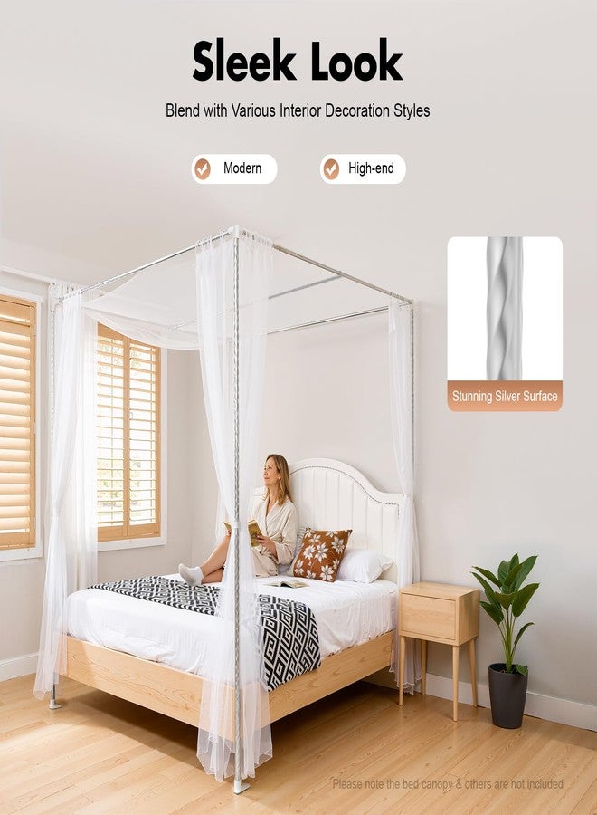 PERFERATE Canopy Bed Frame for Queen Size Bed, Stainless Steel Canopy Bed Netting Frame Kit, Mosquito Net Support Poles for Beds Bracket Bedroom Decorative (1.5 × 2 × 2m) - Image 3