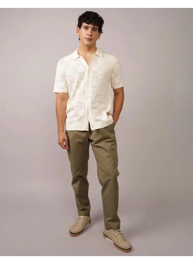 امريكان ايجل AE Weekend Checkerboard Button-Up Sweater Polo Shirt