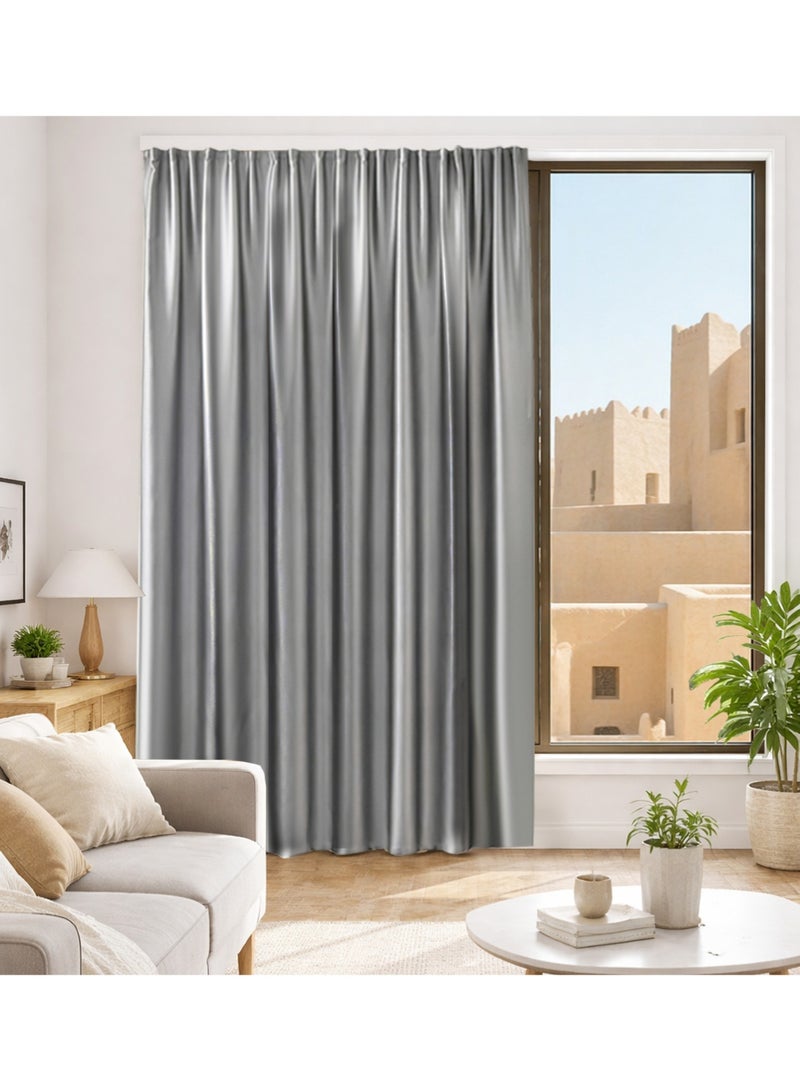Hight Blackout Curtains, Self-adhesive and Portable，1 Panel Without Rods and Thermal Insulated Window Curtains for Bedroom and Living Room (Grey 150W x 200H cm) - Image 1
