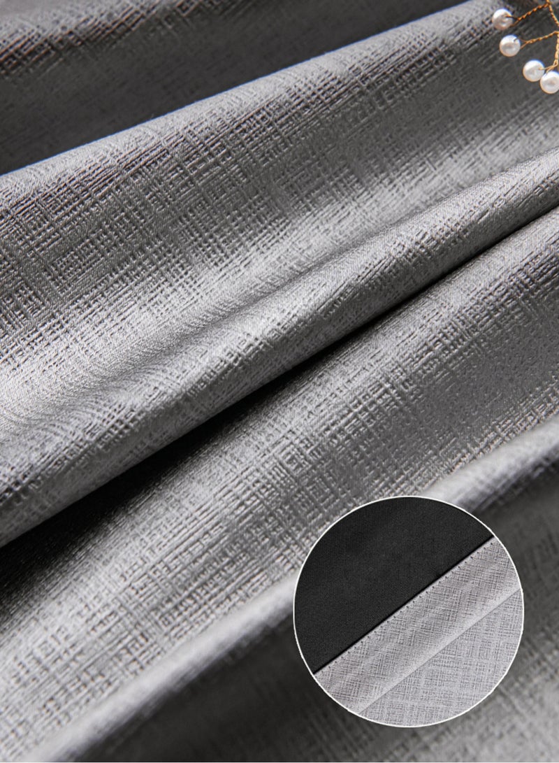Hight Blackout Curtains, Self-adhesive and Portable，1 Panel Without Rods and Thermal Insulated Window Curtains for Bedroom and Living Room (Grey 150W x 200H cm) - Image 3