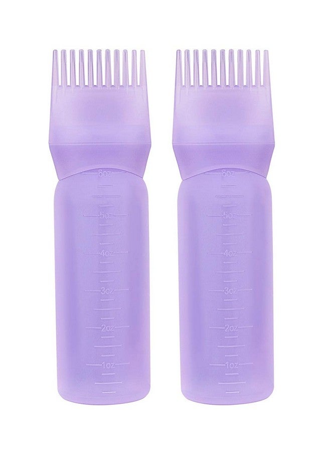 Yebeauty Yebeauty Root Comb Applicator Bottle, 2 Pack 6 Ounce Hair Oil Applicator Bottle for Hair Dye Bottle Applicator Brush with Graduated Scale- Purple - Image 1