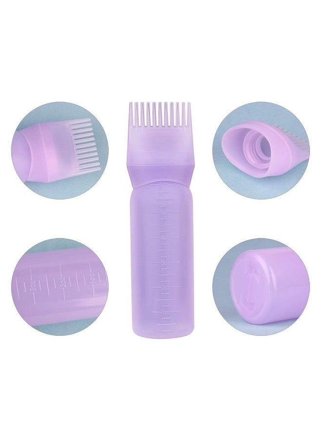 Yebeauty Yebeauty Root Comb Applicator Bottle, 2 Pack 6 Ounce Hair Oil Applicator Bottle for Hair Dye Bottle Applicator Brush with Graduated Scale- Purple - Image 3