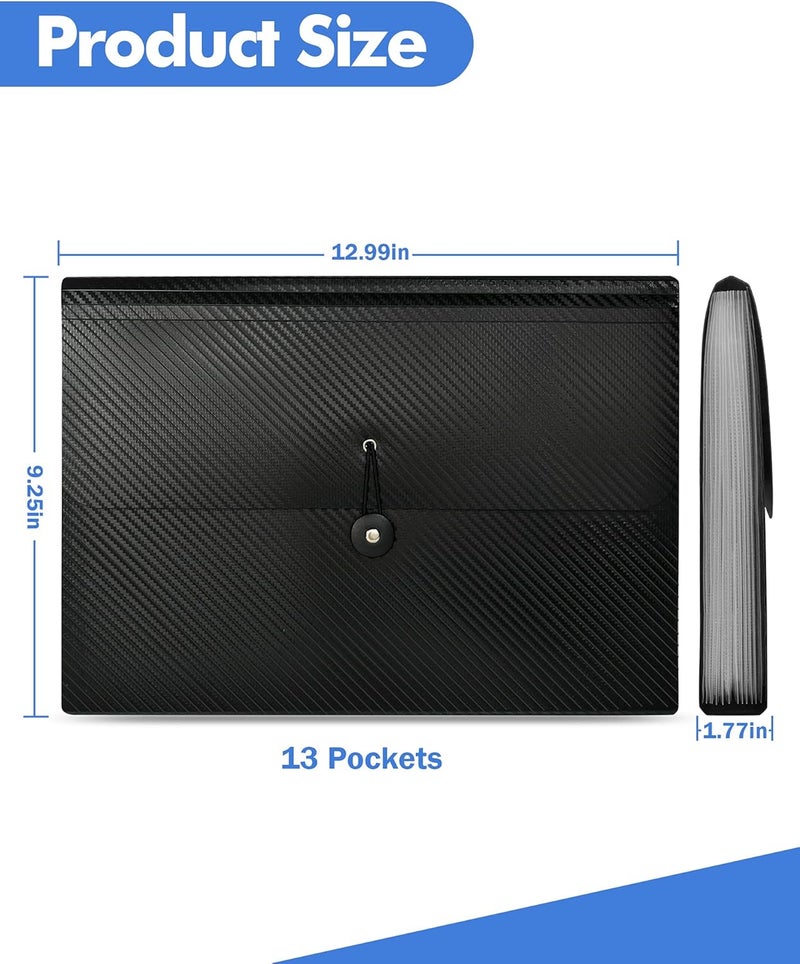 Cesil Expanding File Folder with Tabs, 13 Pockets File Organizer Accordion File Holder ，with Elastic Buckles Closure, A4 Paper Document Organizer for Home School Office - Image 3