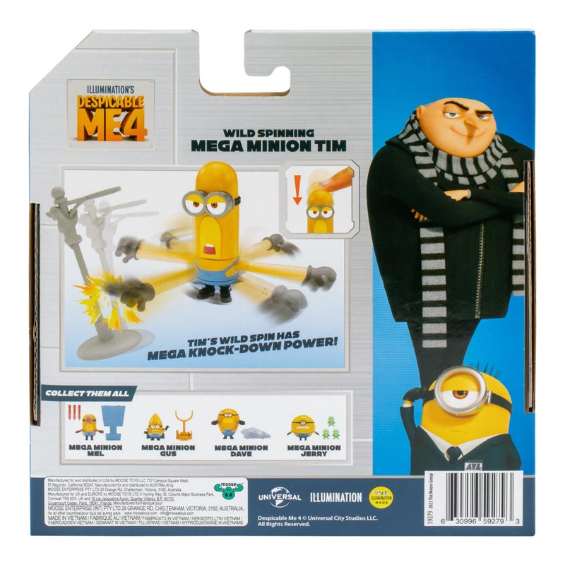 Minions شخصية العمل مينيونز ديسبيكابل مي 4 تيم العملاق الدوار | اضغط على رأس تيم للحصول على قوة دوران مذهلة - Image 2
