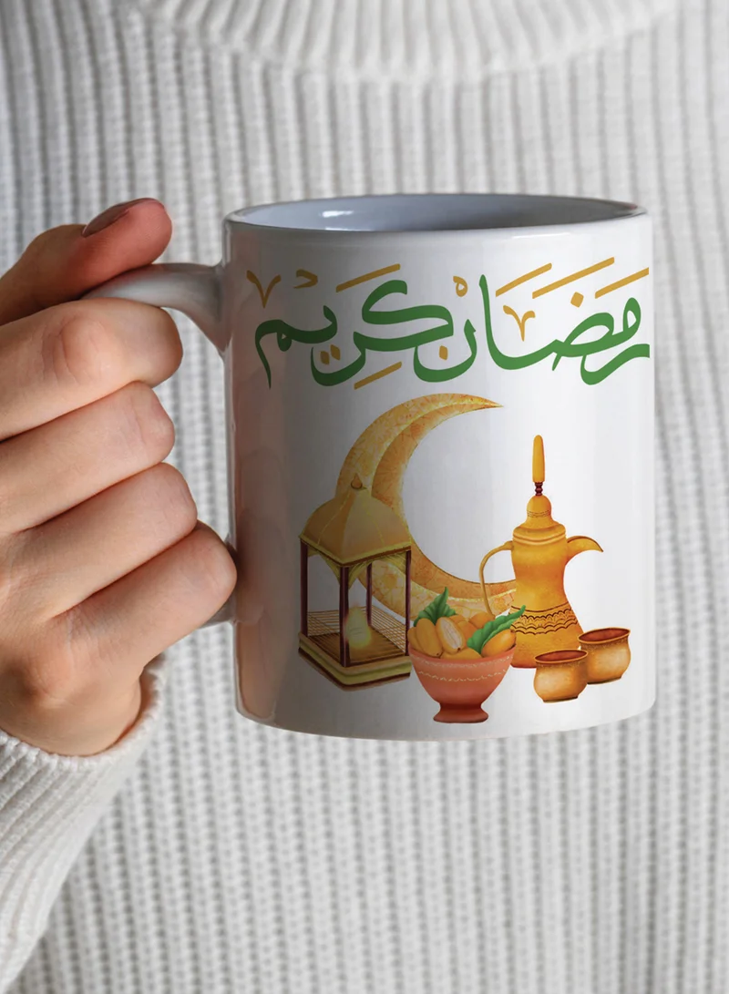 LOWHA 11 oz Ceramic Mug with Ramdan Kareem and Arabic Coffee Design