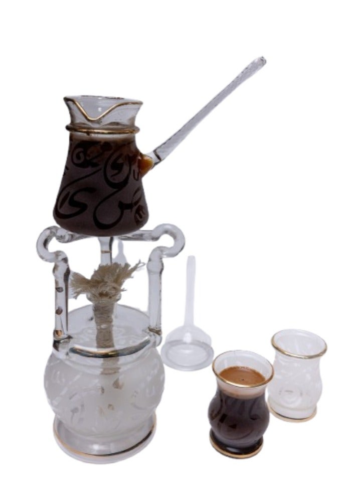 CASA HOME CasaHome 9-Piece Hand-Decorated Glass Coffee Tea Serving Set Heat-Resistant Gold Rim Egypt - Image 5