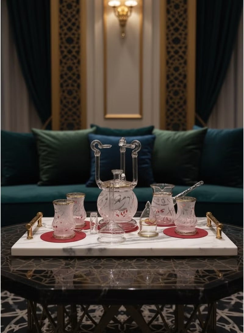 CASA HOME CasaHome 9-Piece Hand-Decorated Glass Coffee Tea Serving Set Heat-Resistant Gold Rim Egypt - Image 2