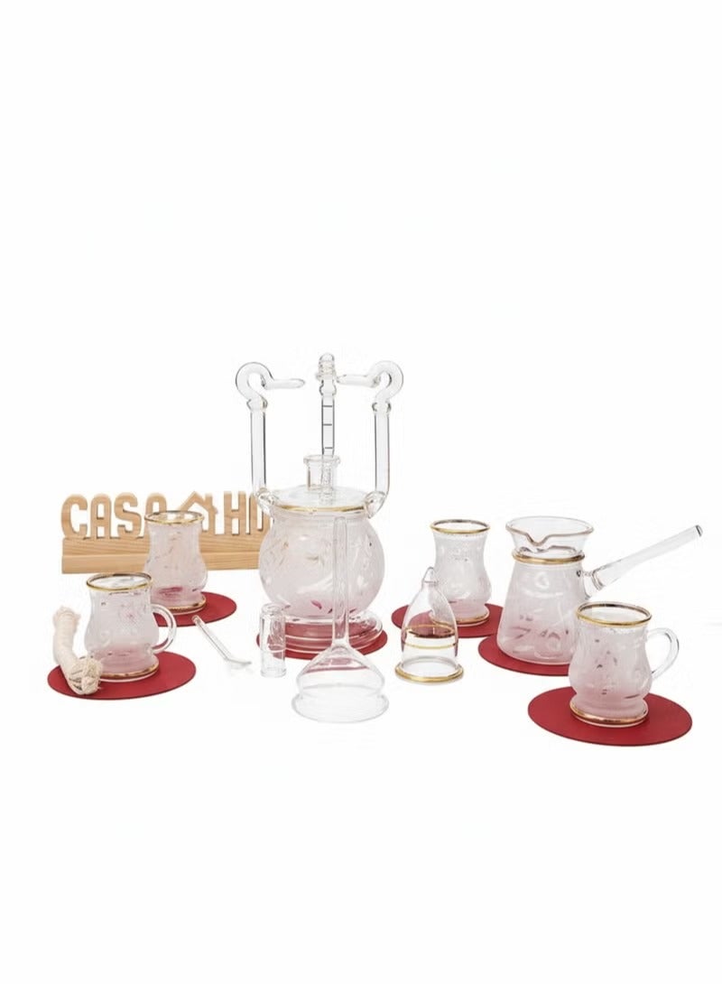 CASA HOME CasaHome 9-Piece Hand-Decorated Glass Coffee Tea Serving Set Heat-Resistant Gold Rim Egypt - Image 1