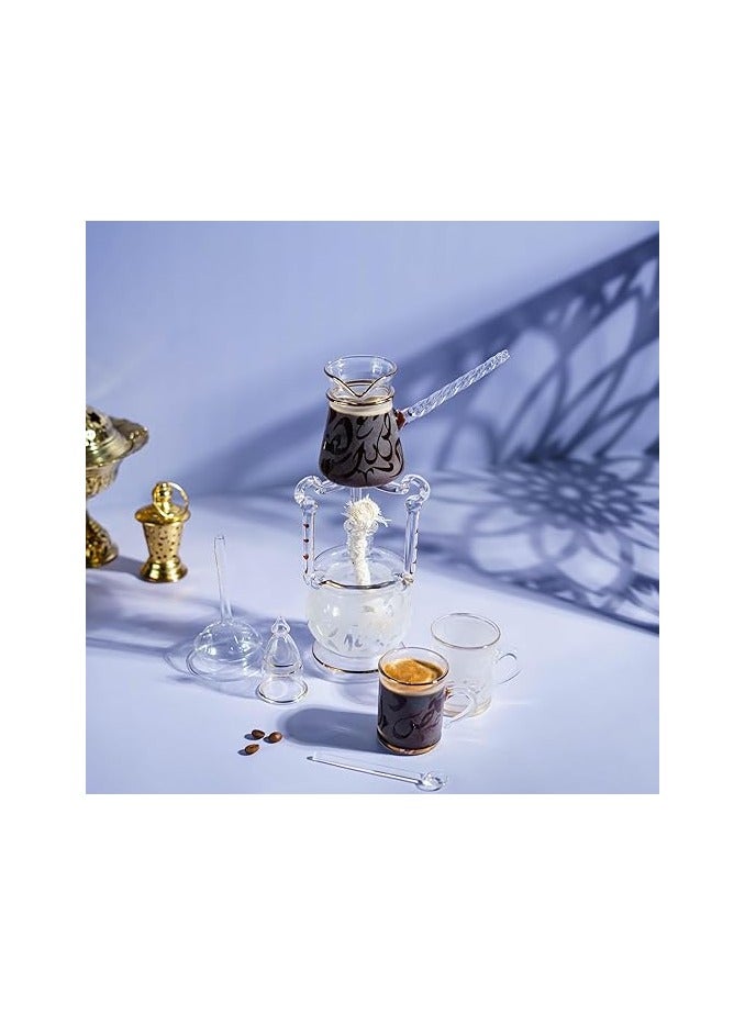 CASA HOME CasaHome 9-Piece Hand-Decorated Glass Coffee Tea Serving Set Heat-Resistant Gold Rim Egypt - Image 4