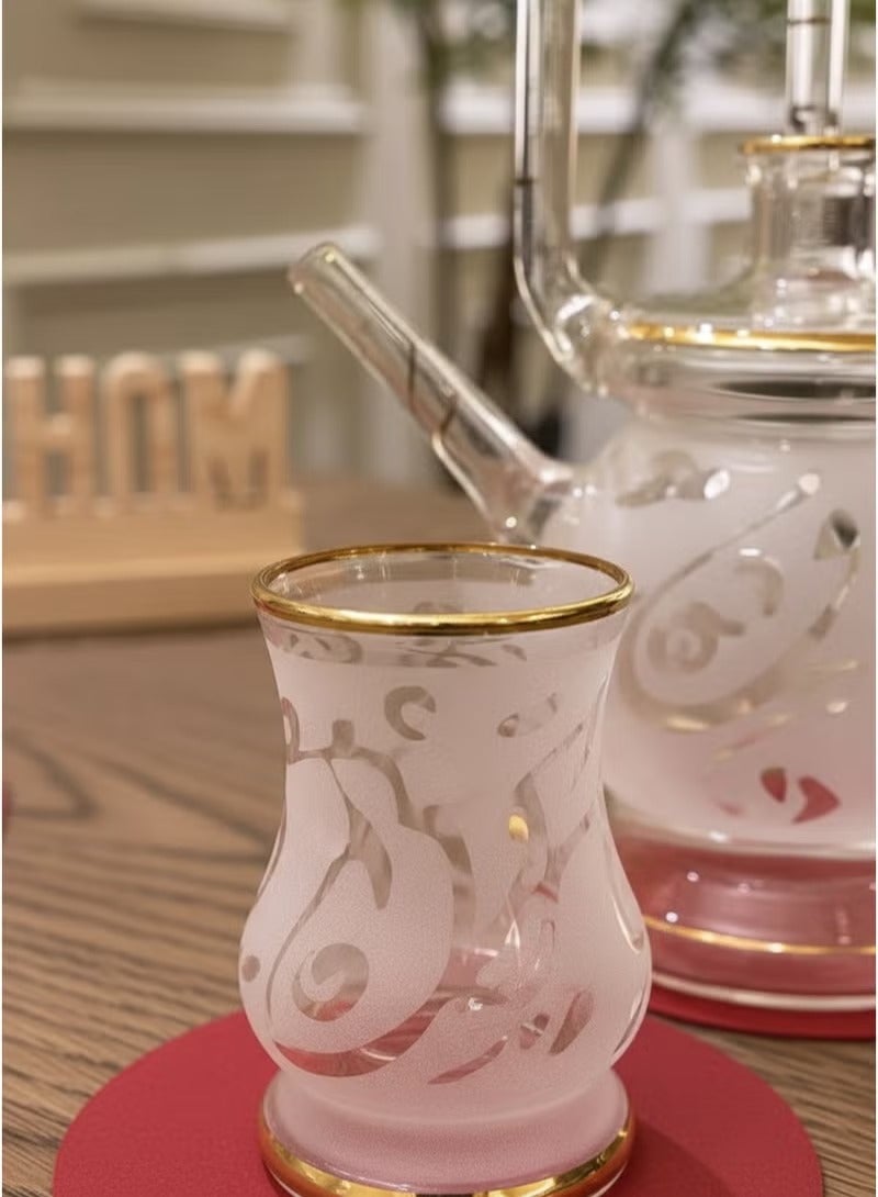 CASA HOME CasaHome 9-Piece Hand-Decorated Glass Coffee Tea Serving Set Heat-Resistant Gold Rim Egypt - Image 3