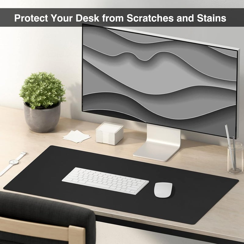 WinCheer Large Desk Pad, Non-Slip PU Leather Desk Mouse Pad Waterproof Desk Pad Protector, Dual-Side Use Desk Writing Mat for Office Home, 31.5'' x 15.75'' (Black & Red) - Image 4
