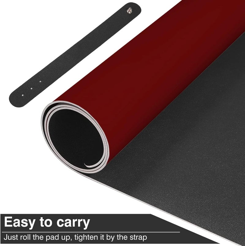 WinCheer Large Desk Pad, Non-Slip PU Leather Desk Mouse Pad Waterproof Desk Pad Protector, Dual-Side Use Desk Writing Mat for Office Home, 31.5'' x 15.75'' (Black & Red) - Image 3
