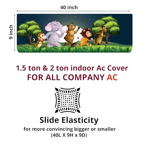 Da Anushi Printed Split Ac Cover Indoor Unit For 1.5 Ton Capacity AC, Inner Unit Ac Cover, All Weather Cover/Attractive Digital Prints/Dustproof/Silken water-resistant Split Ac Cover (Jungle Safari) - Image 2