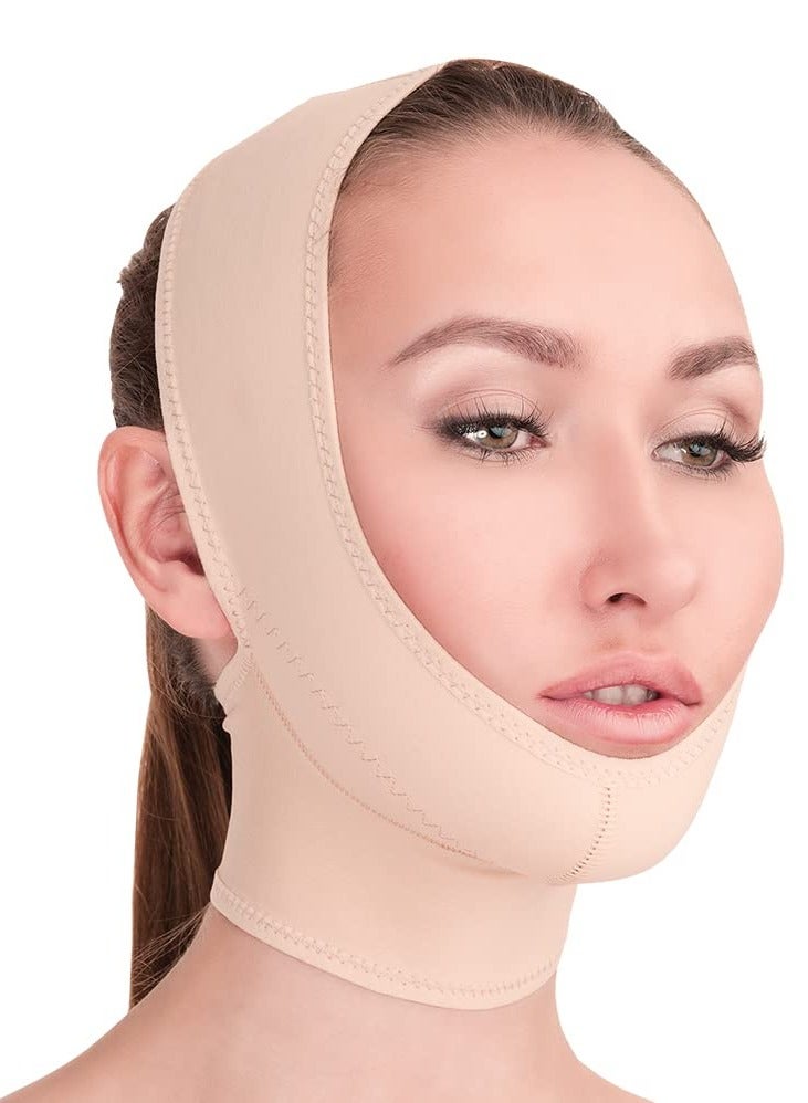 Post Surgical Chin Strap Bandage for Women - Neck and Chin Compression Garment Wrap - Face Slimmer, Jowl Tightening (L) - Image 1