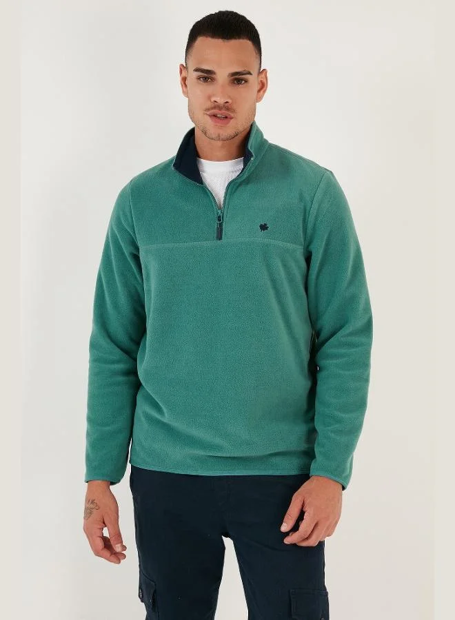 Buratti Slim Fit Anti-Pilling Non-Flapping Batwing Collar Cold-Resistant Brushed Fleece Men's POLAR 5906001