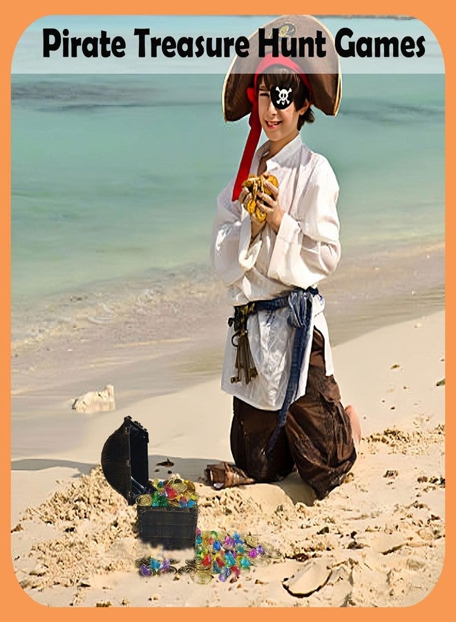 AiFanS Treasure Chest for Kids Prizes,Plastic Treasure Chest with 288 Treasure Gold Coins and Gems,Jewels- Perfect for Pirate Themed Parties and Games - Image 5