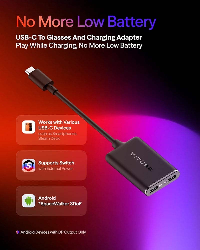 VITURE محول VITURE من USB-C إلى النظارات والشحن، شحن ولعب، سويتش، ستيم ديك - Image 2