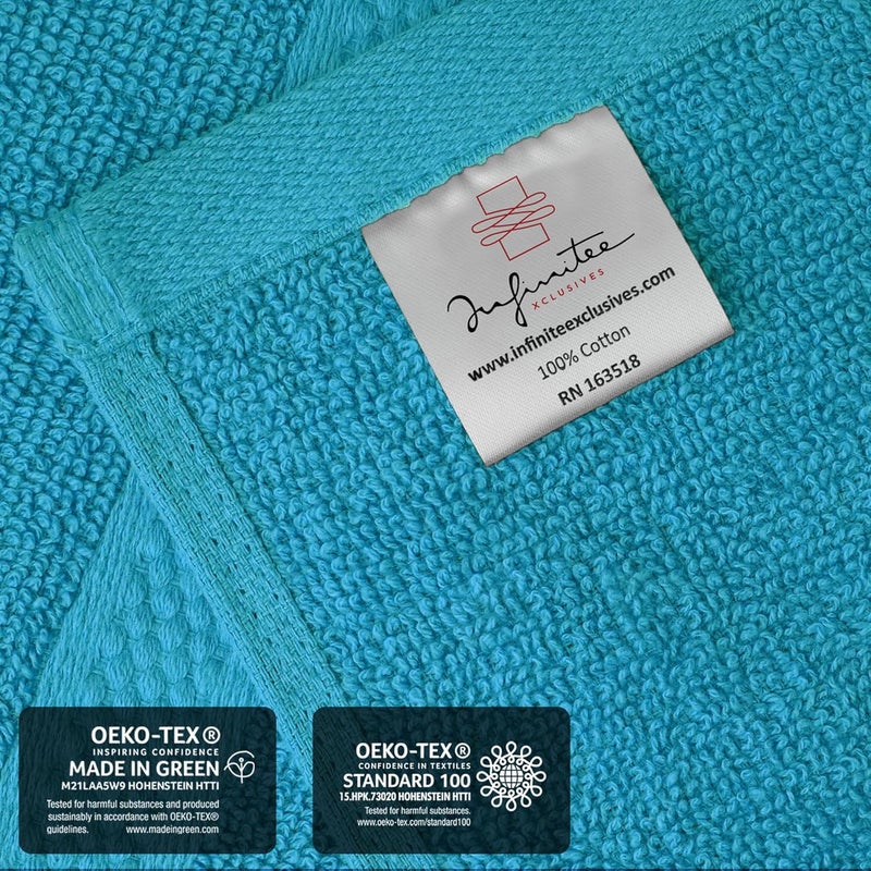 Infinitee Xclusives [12 Pack] Premium Teal Wash Cloths and Face Towels, 33cm x 33cm 100% Cotton, Soft and Absorbent Washcloths Set - Perfect for Bathroom, Gym, and Spa | Washcloths [13x13] - Soft and Absorbent Face Towels for Bathroom Wash Clothes - Gym, Spa & Hotel Use - Image 5
