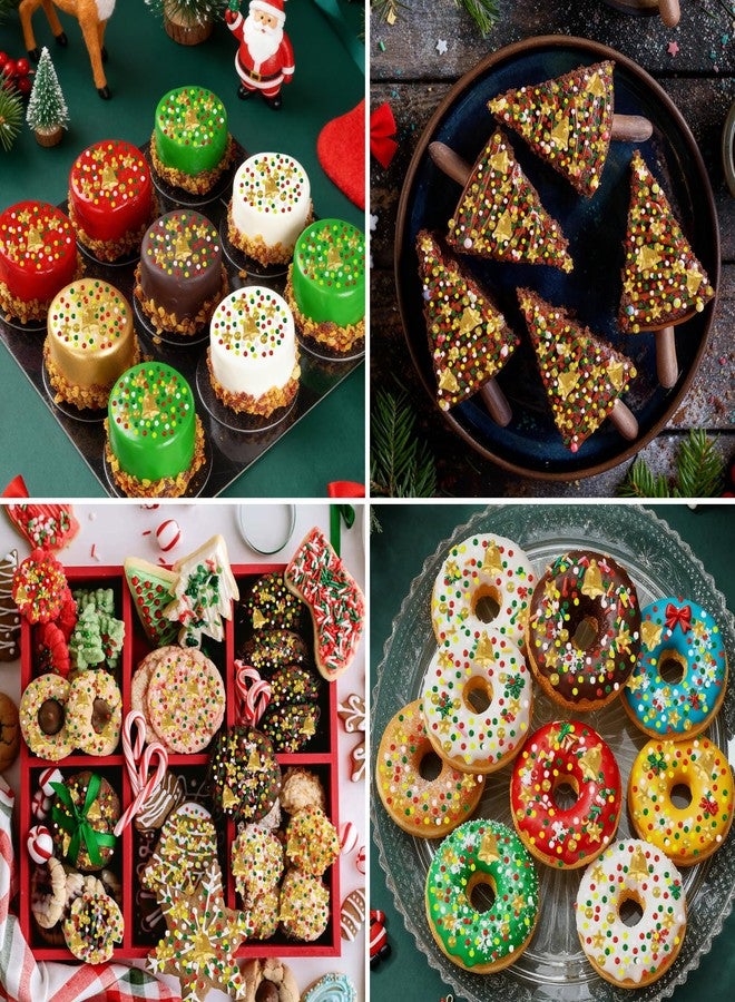 Morofme 3.5 oz Christmas Sprinkles Christmas Bells Sprinkle Edible Holiday Sprinkle Cake Topper Christma Candy Sprinkles Mini White Red Green Pearl Mix Golden Star for Dessert Cookie Cup Edge Decor - Image 3