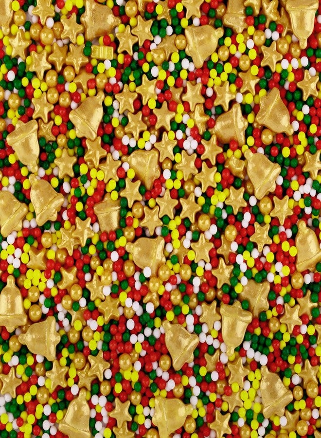 Morofme 3.5 oz Christmas Sprinkles Christmas Bells Sprinkle Edible Holiday Sprinkle Cake Topper Christma Candy Sprinkles Mini White Red Green Pearl Mix Golden Star for Dessert Cookie Cup Edge Decor - Image 1