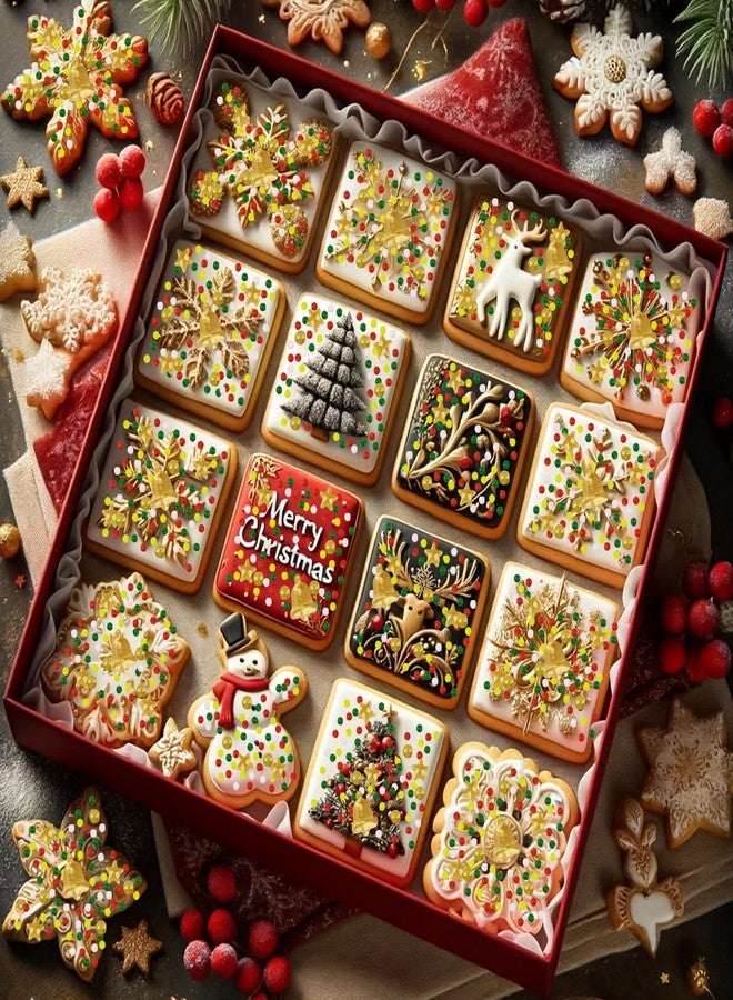 Morofme 3.5 oz Christmas Sprinkles Christmas Bells Sprinkle Edible Holiday Sprinkle Cake Topper Christma Candy Sprinkles Mini White Red Green Pearl Mix Golden Star for Dessert Cookie Cup Edge Decor - Image 2