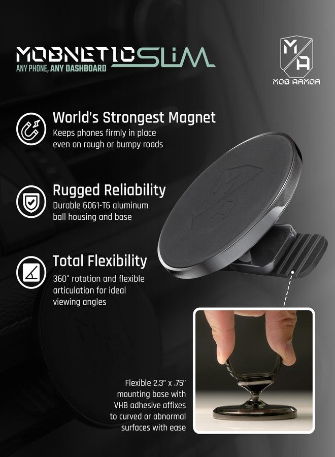 Mob Armor Slim Mount MS - MagSafe Compatible Car Mount, Magnetic Cell Phone Holder, Car Accessories for Women & Men, Supports iPhones & Androids - Sleek & Aesthetic, Heavy Duty Strength - Black Chrome - Image 3