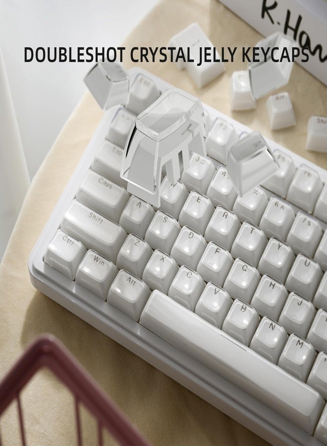 GMKWTL أغطية مفاتيح GMKWTL XVX جيلي، أغطية مفاتيح لوحة مفاتيح بتصميم سيراميكي، مجموعة أغطية مفاتيح بيضاء لامعة، متوافقة مع تصميم OEM للوحات المفاتيح الميكانيكية ذات مفاتيح MX بتخطيطات ANSI وISO 61/68/84/87/98/100 - Image 5